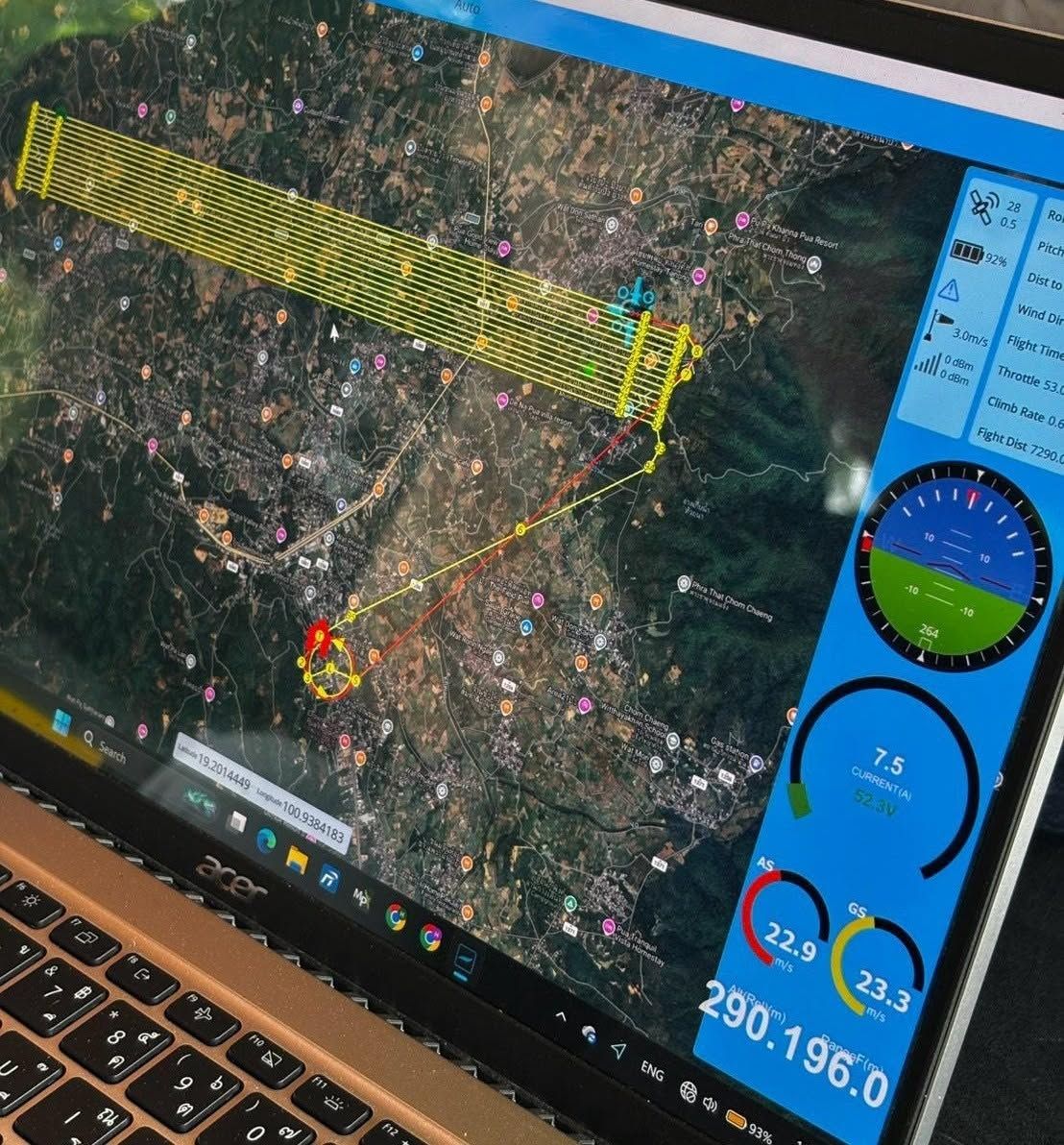 แพลนบินทำแผนที่ survey grid เหนือ อ.ปัว จ.น่าน