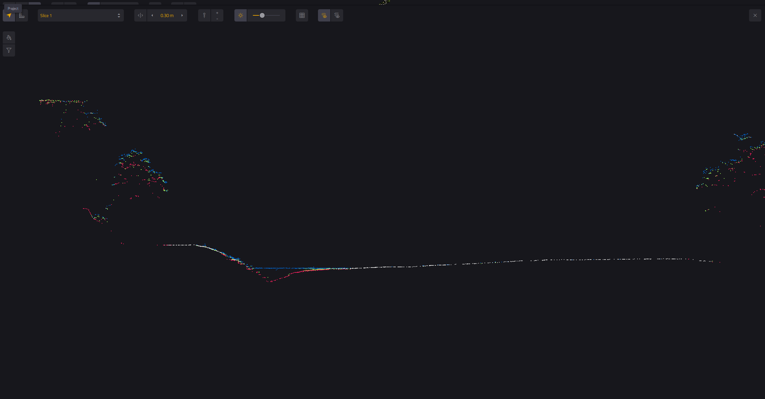 Navigator Pointclouds Colorized river slice view1