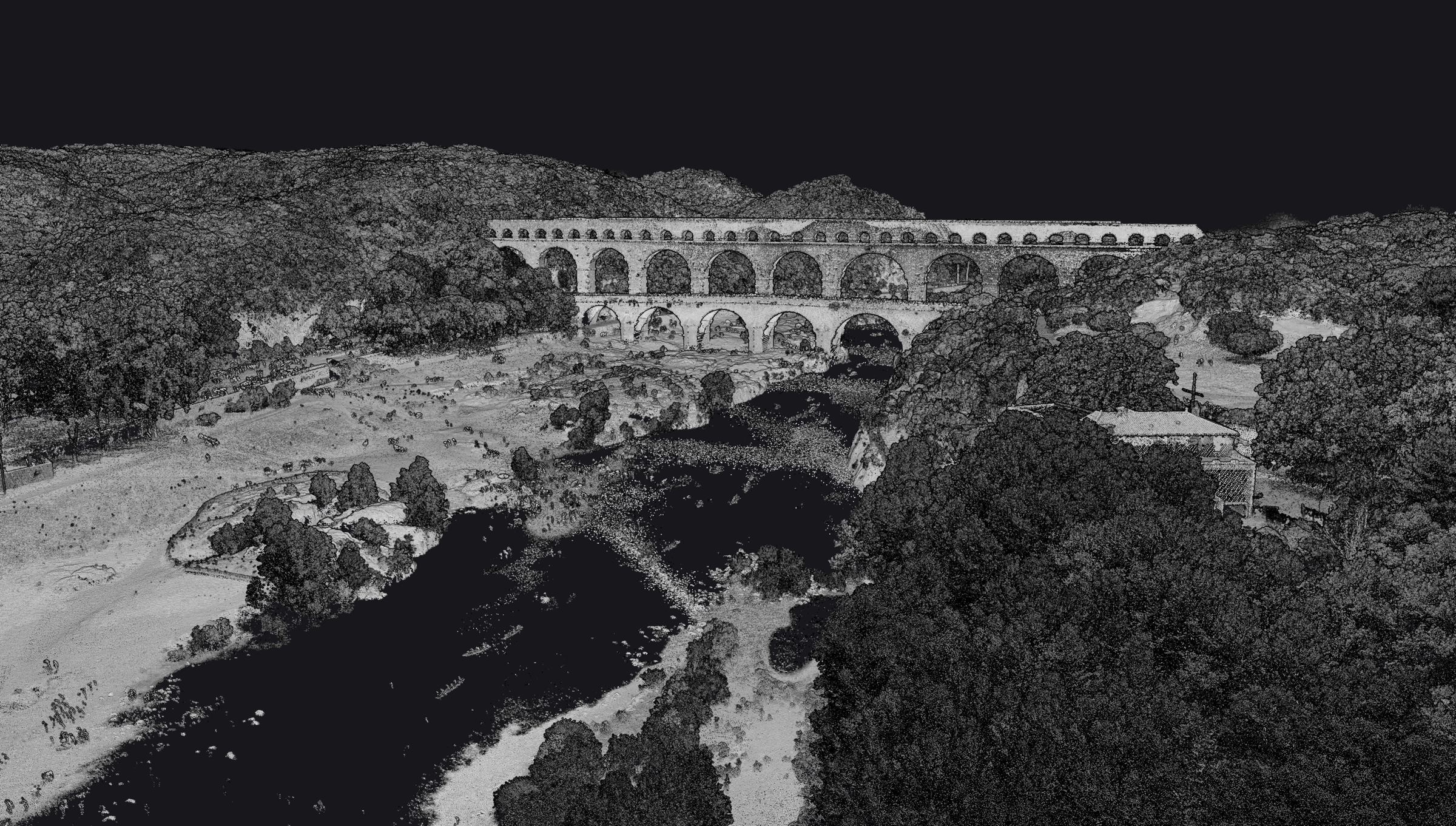 6   Yellowscan Voyager lidar pointcloud   by intensity   Pont du Gard